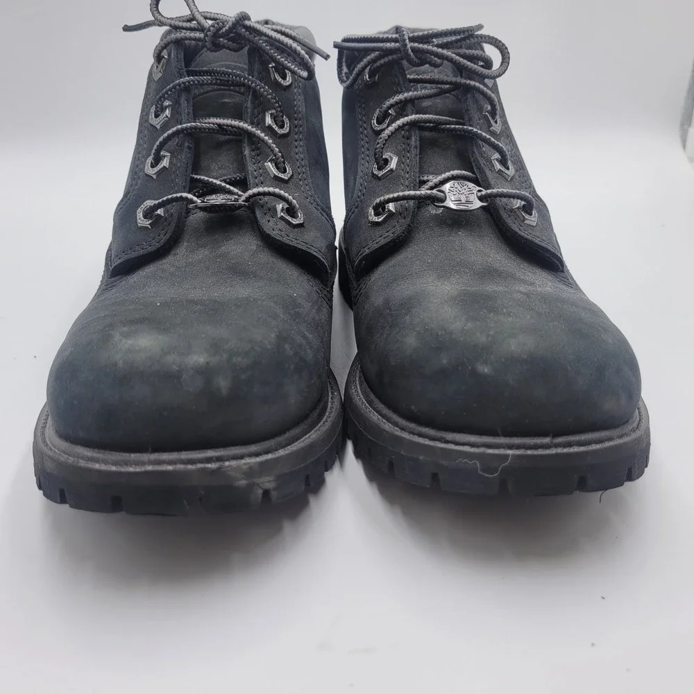 Timberland Nellie Double Waterproof Ankle Boots Black‎ Nubuck Leather Womens 7.5